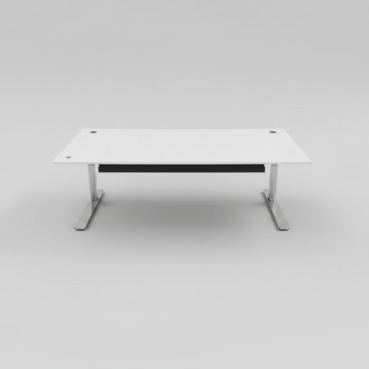 Rumas hæve-sænkebord 180x90 cm i hvid laminat set forfra