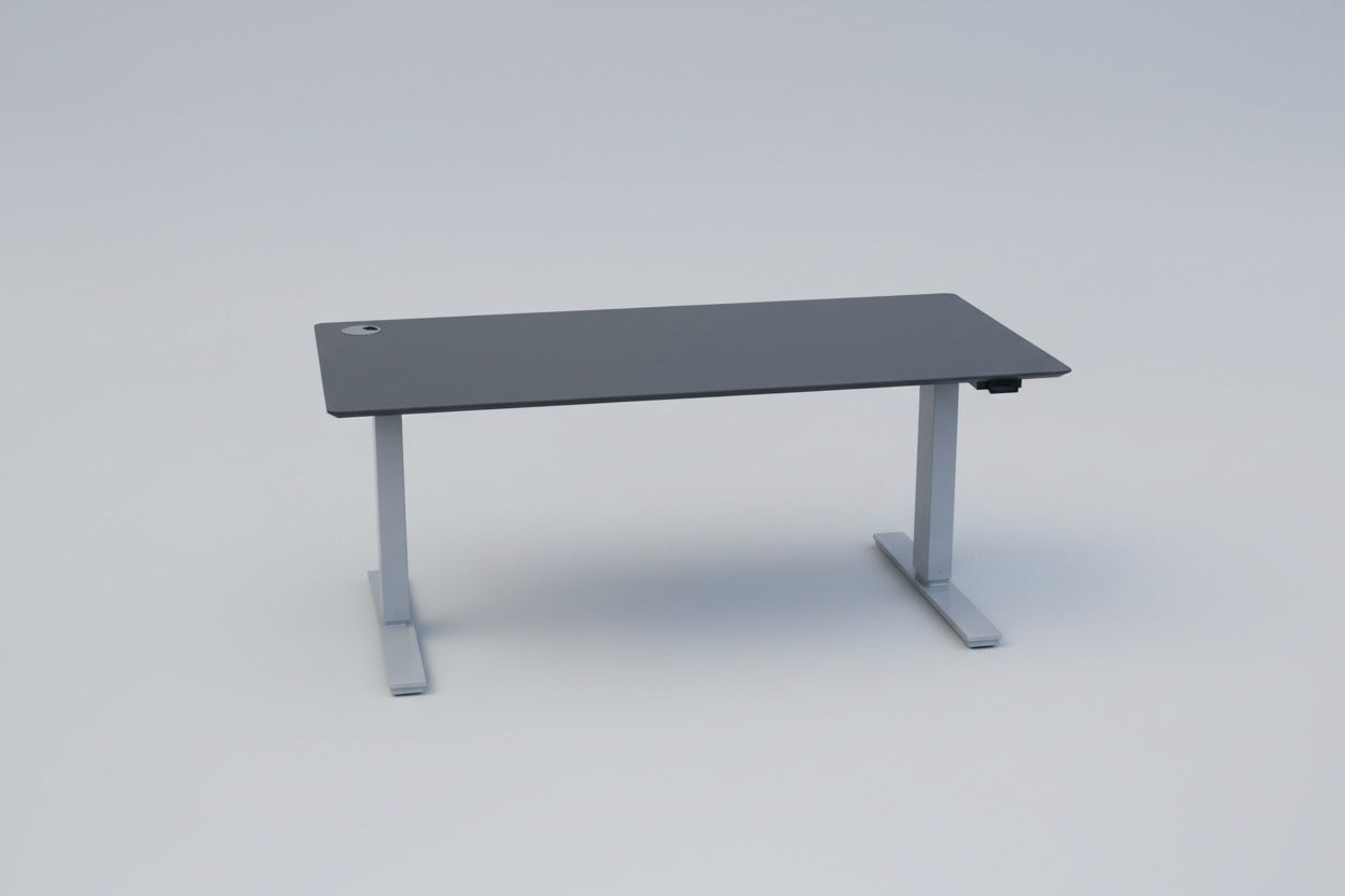 ScanOffice hæve-sænkebord 160x80 i antracit laminat set forfra