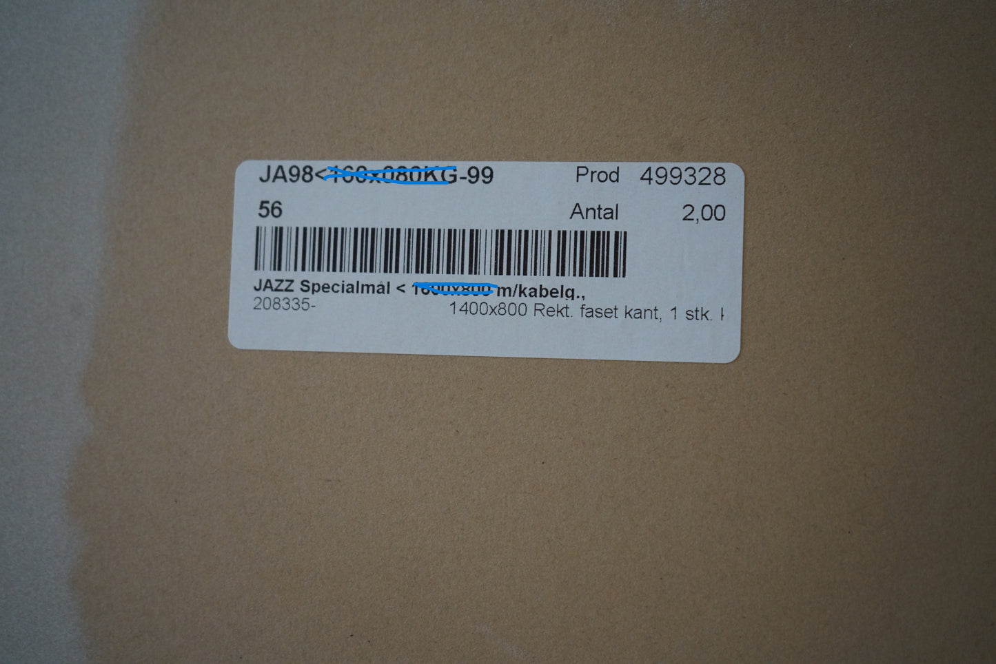 Stregkode for Scanoffice skrivebord 140x80 cm i hvid med askegrå bordplade