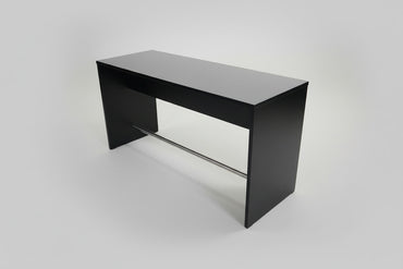 Højbord 180x60 cm i sort set ovenfra med slank rektangulær bordplade