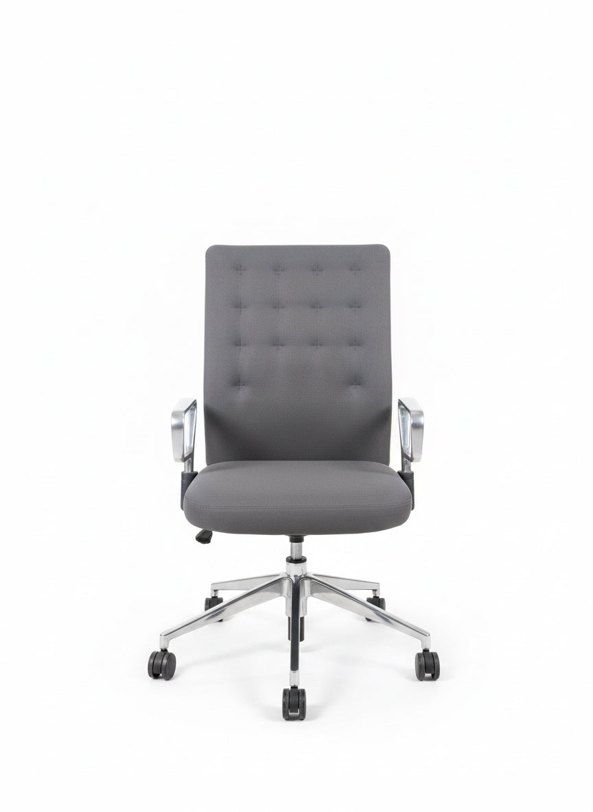 Vitra ID Trim kontorstol i grå med armlæn – ergonomisk design