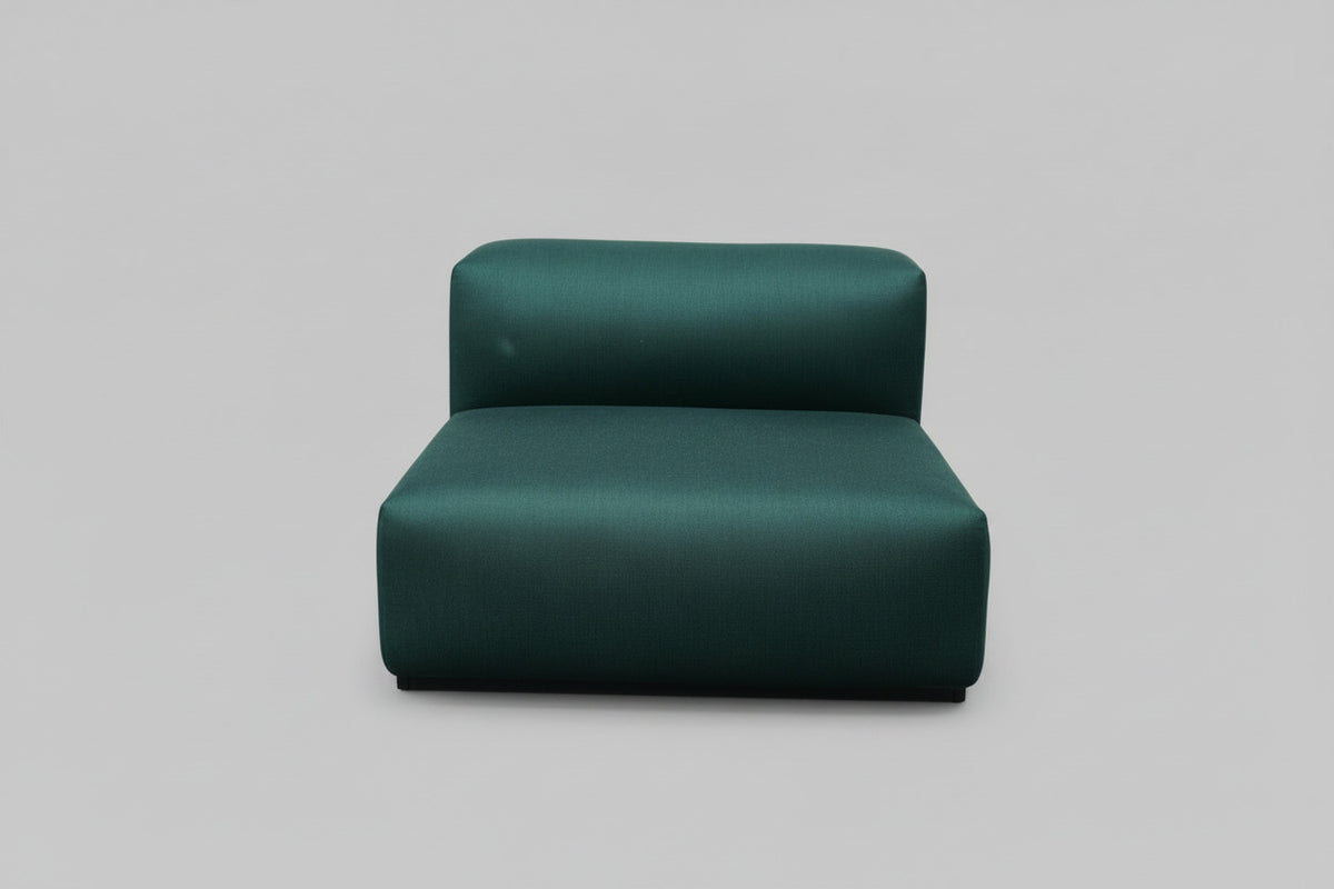 Vitra turkisgrøn modulsofa med ryg til kontor og lounge set forfra